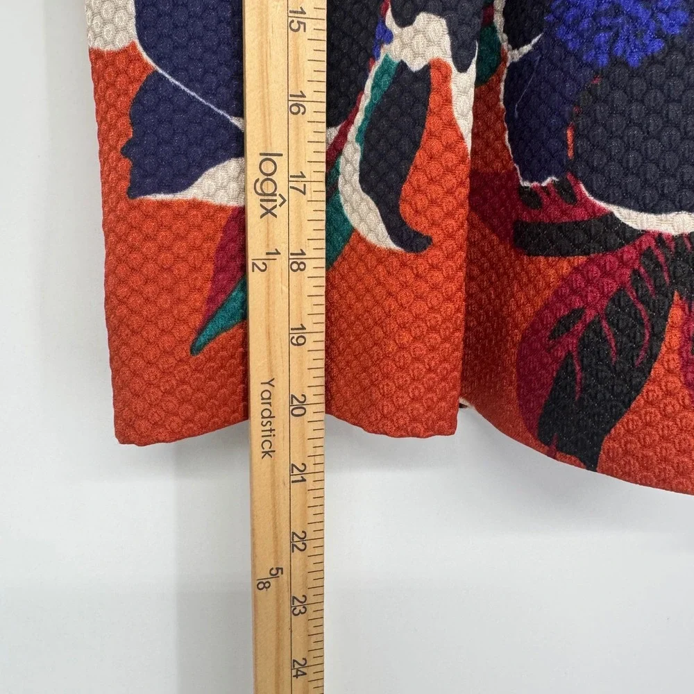 Anthropologie Maeve Skirt 12‎ Maira Brocade  Floral Mini Orange Textured Retro
